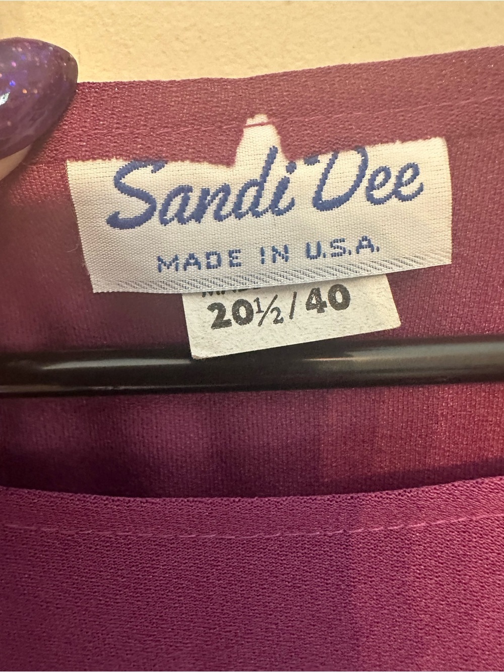 Vintage 70’s Sandi-Dee Sheer Plum and Cream Panel Midi Dress Sz. 20.5/40 - Picture 2 of 7